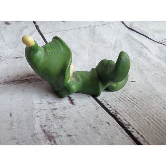 Elf Pixie Green Laying Down Ceramic Figure 3in Christmas Fairy - Picture 4 of 6